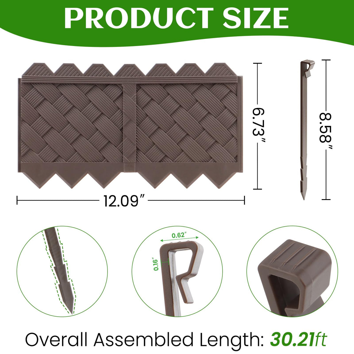 Thickened edging design supports soil and plant protection for beds.