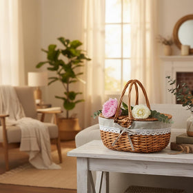 RURALITY woven basket showing durable wooden frame texture for longevity.