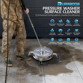 RURRBOOB 4500 PSI unit showing large cleaning area for flat surface prep.