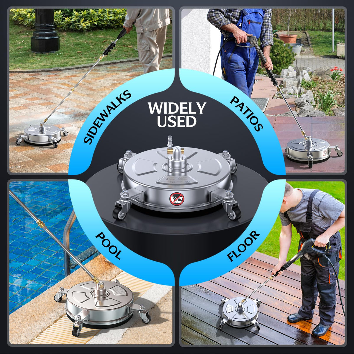 RURRBOOB in-use example cleaning a concrete porch and deck efficiently.