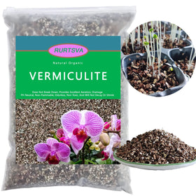 Rurtsva coarse vermiculite 2QT bag promotes moisture retention in potting mixes.