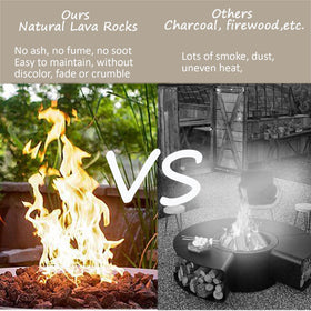 Rurtsva lava rock bowl decor adds texture and color to the display.
