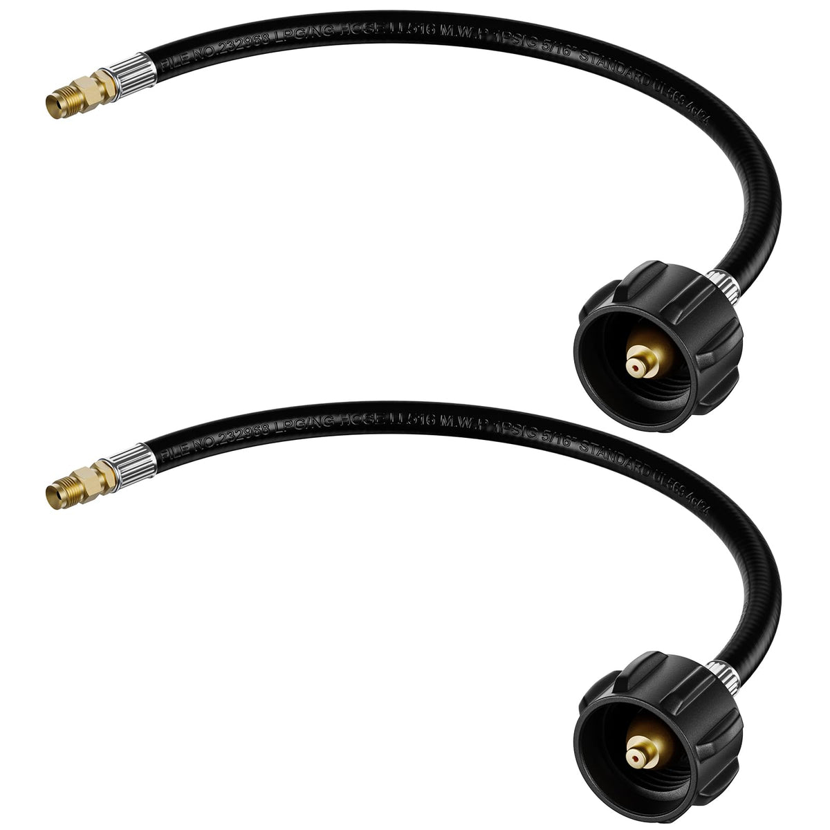 Rushare 15-inch RV propane hose with inverted flare for airtight connection.