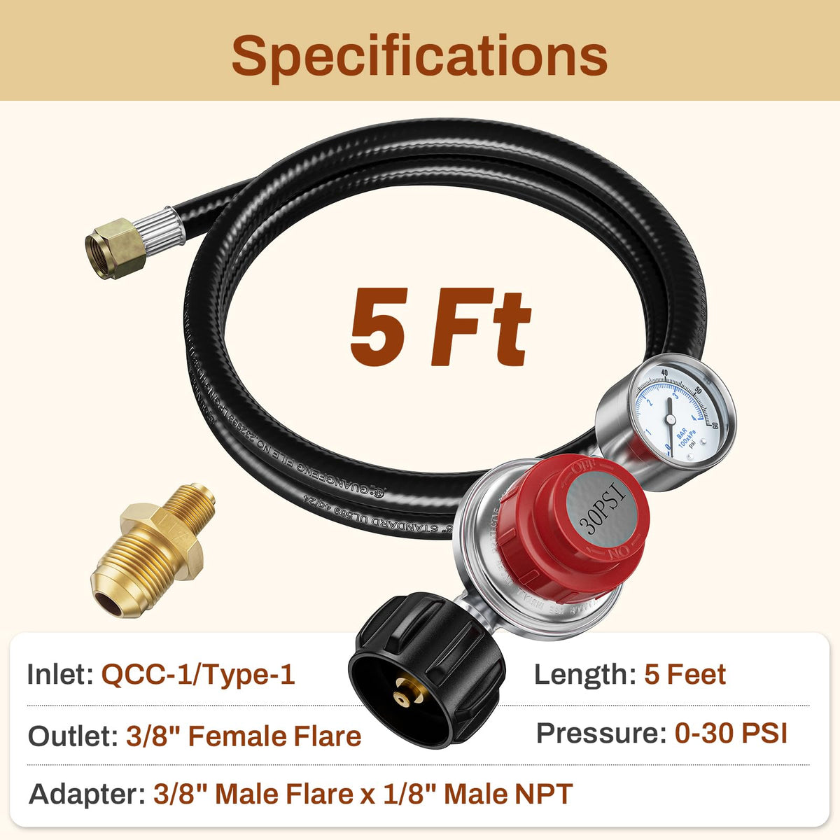 Rushare adapter for 3/8in flare to 1/8in NPT connections.
