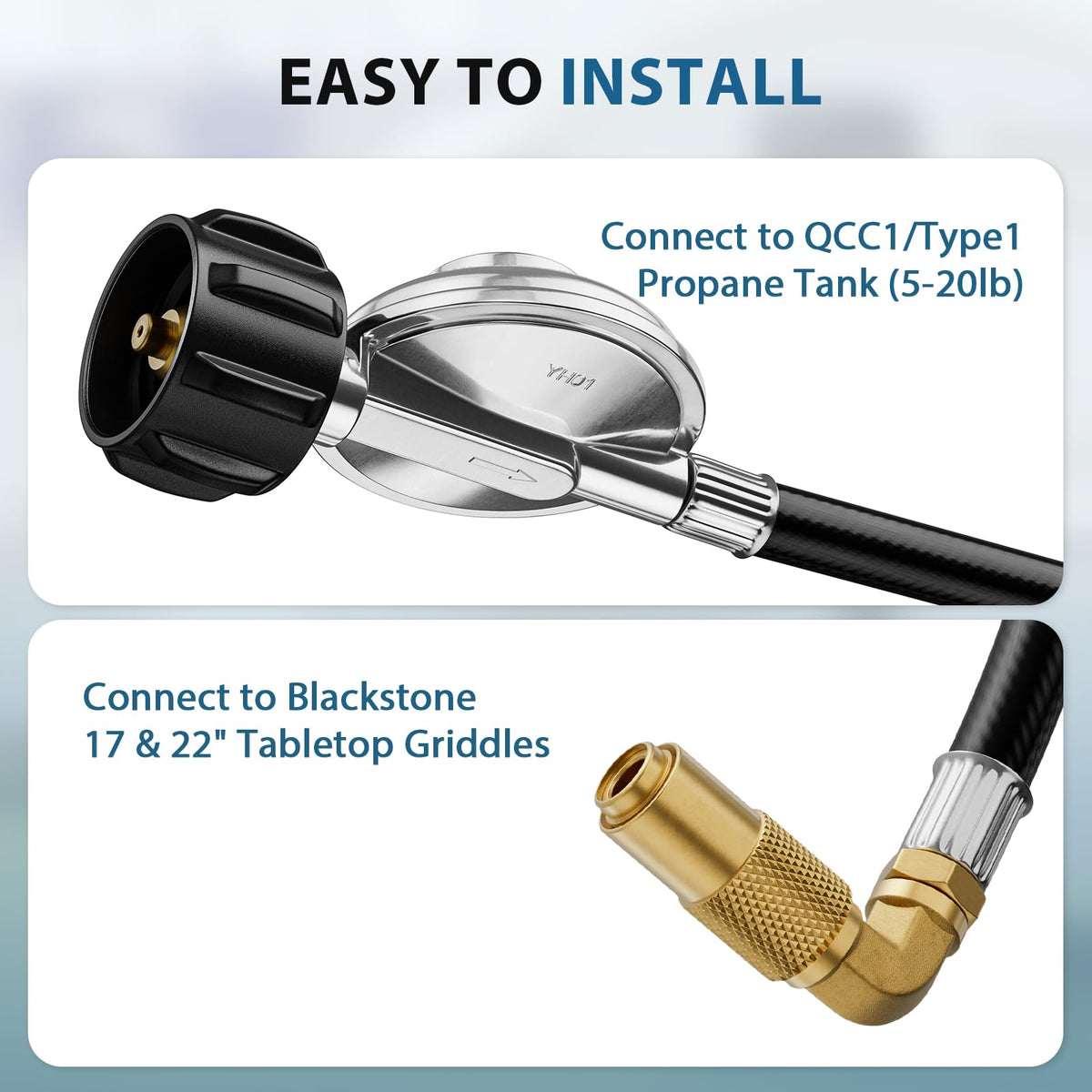 Rushare brass connector hose offers a secure, leak-free connection for Blackstone setups
