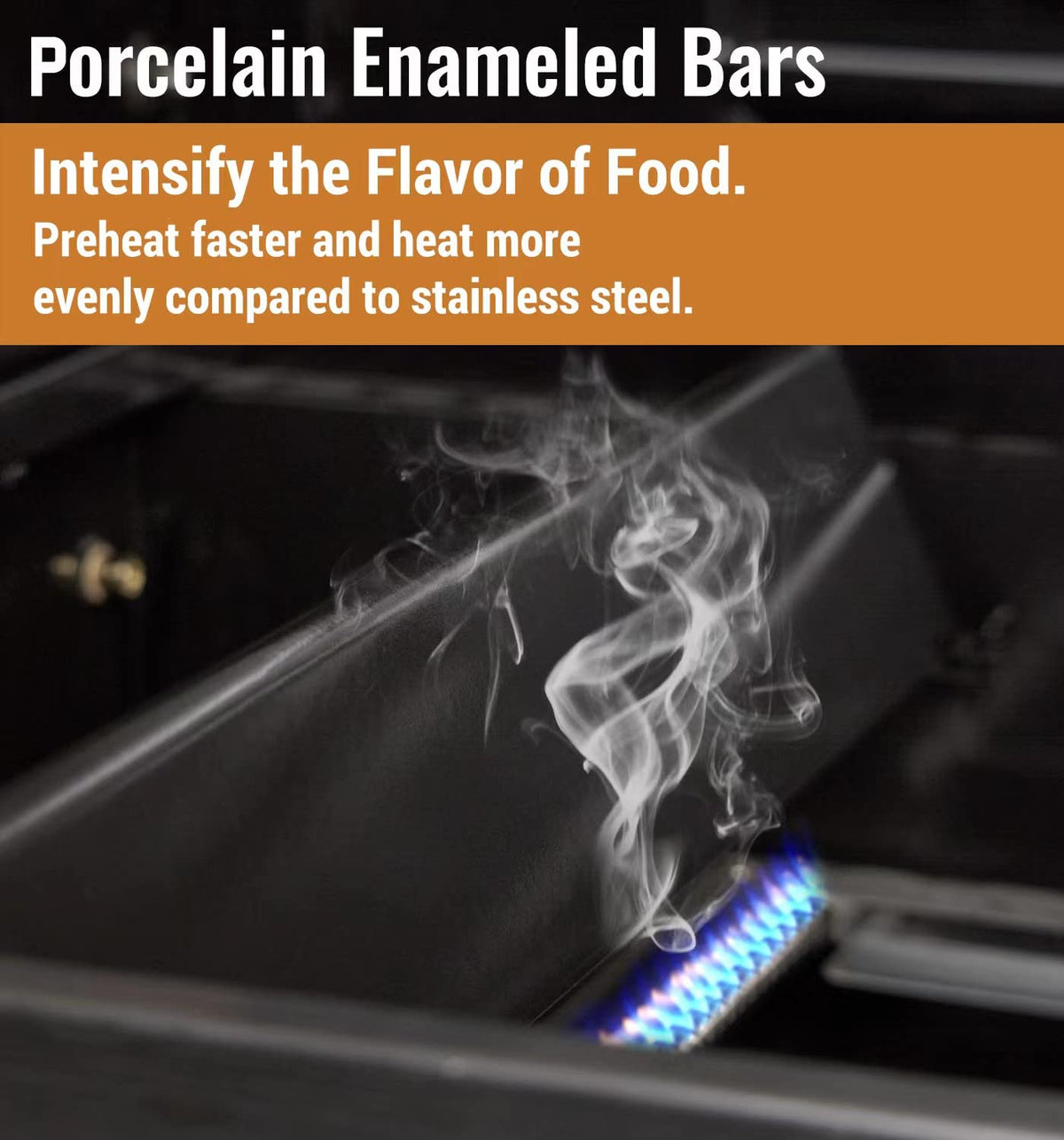 Rushare bars promote even heat distribution during grilling sessions.