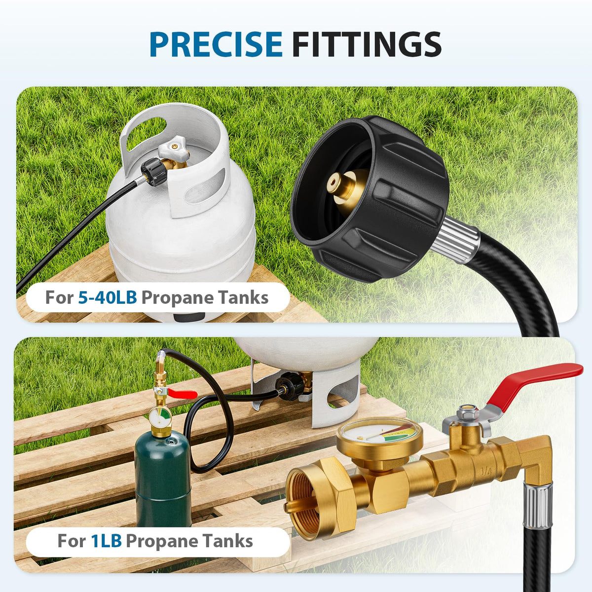 Rushare propane refill adapter on-off valve enables controlled gas flow