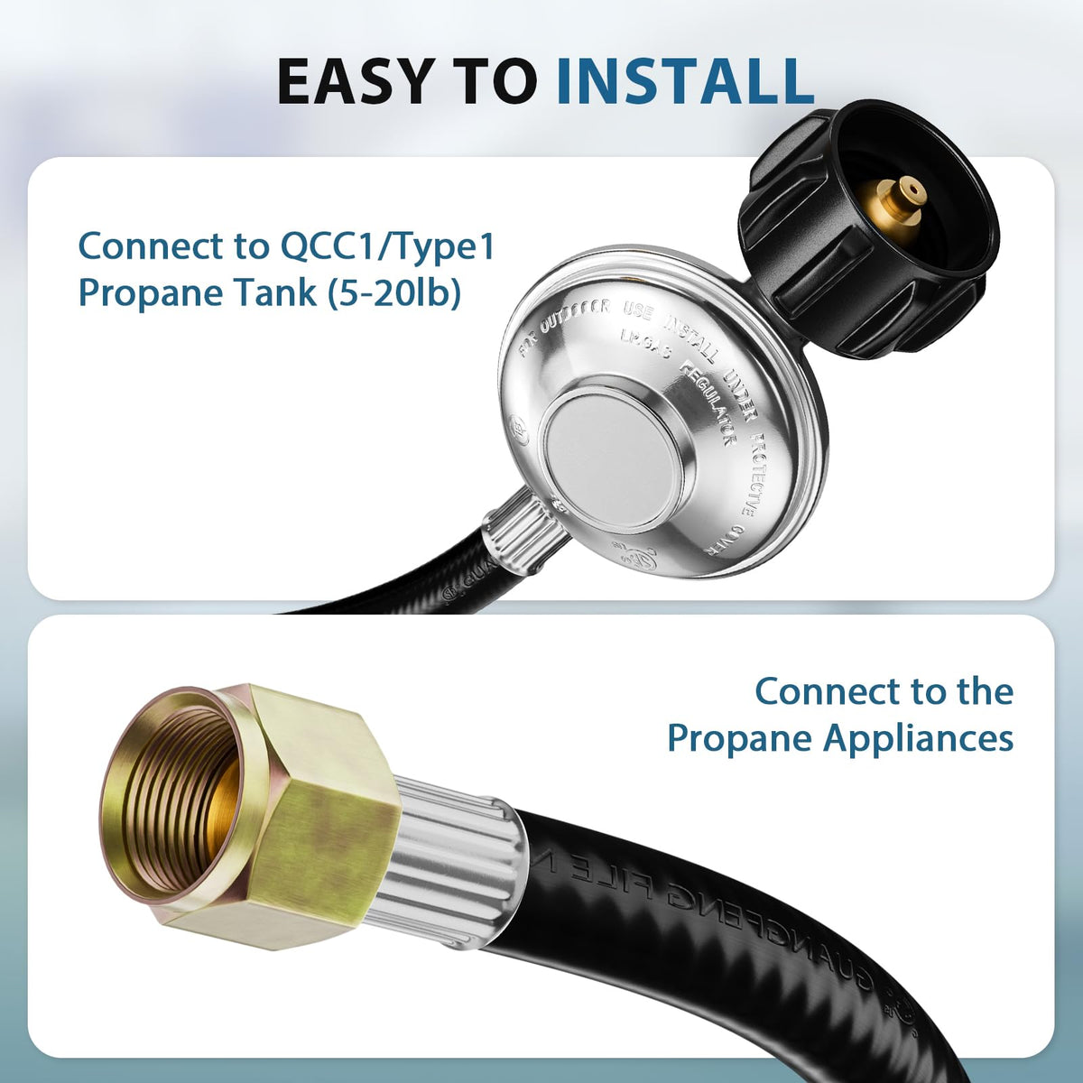 Rushare regulator and hose showing tight seals for durable outdoor use