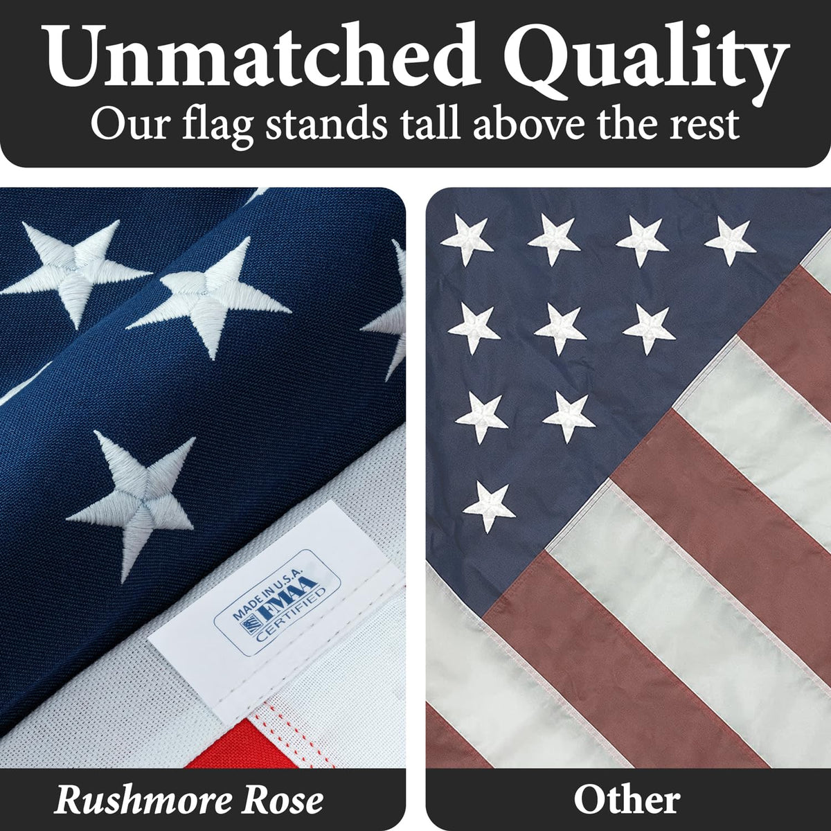 100% made in the USA flag with country-of-origin labeling
