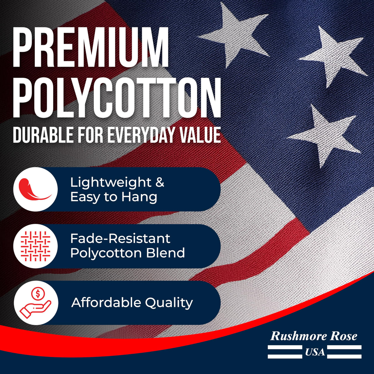 Rushmore Rose outdoor flagpole mounting is easy on standard flagpoles