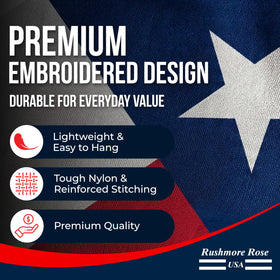 Rushmore Rose Texas flag reinforced stitching stays intact in windy conditions