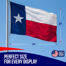 Rushmore Rose Texas flag heavy duty fabric withstands sun and rain with fade resistance