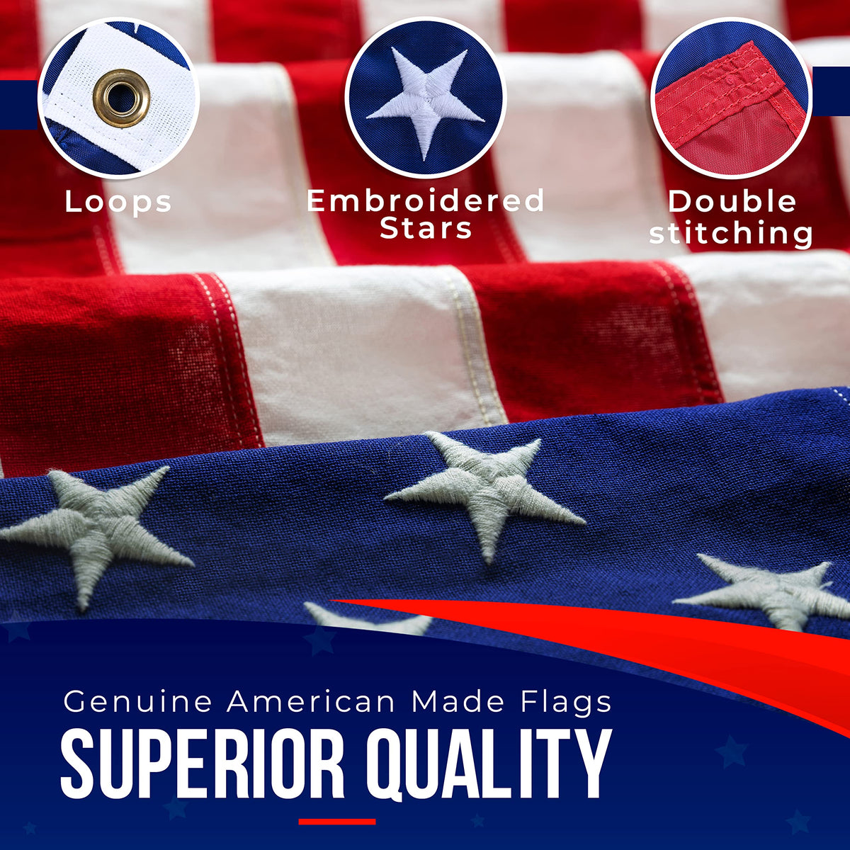 Rushmore Rose US flag 4x6 heavy-duty header enhances long-term outdoor durability.