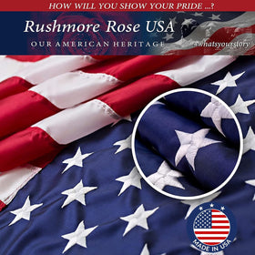 Rushmore Rose USA brass grommets enable secure outdoor mounting.