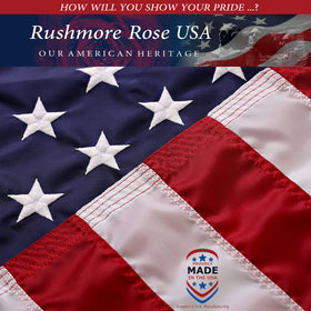 Rushmore Rose USA 2.5x4 outdoor flag with embroidery for ceremonies
