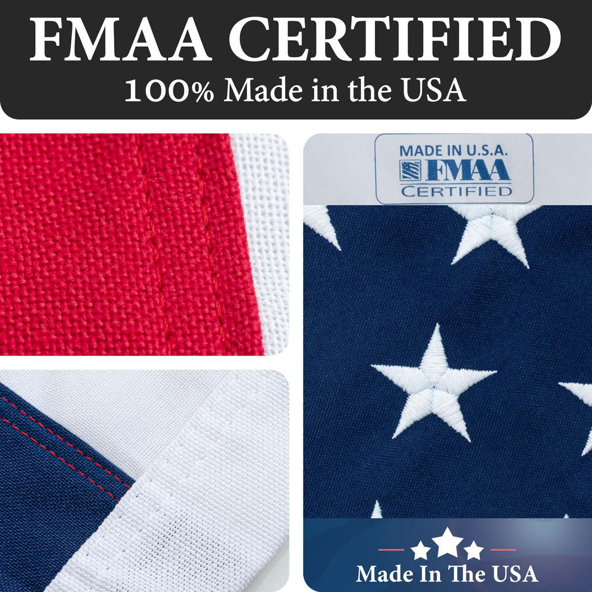 Rushmore Rose USA flag with embroidered stars for detailed emblem