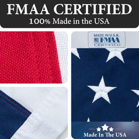 Rushmore Rose USA flag with embroidered stars for detailed emblem