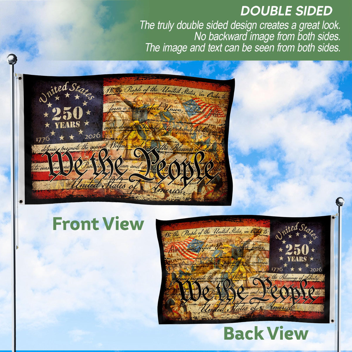 RustField Co. 250th Anniversary USA Flag two-sided patriotic design detail celebrate heritage