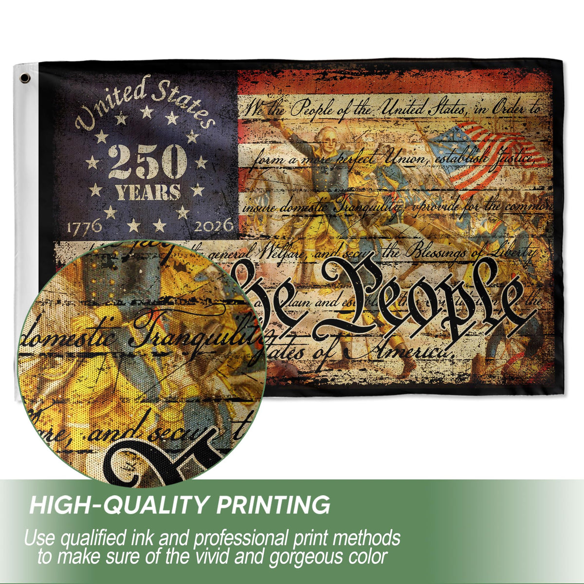 RustField Co. 250th Anniversary USA Flag indoor-outdoor display for porch and wall