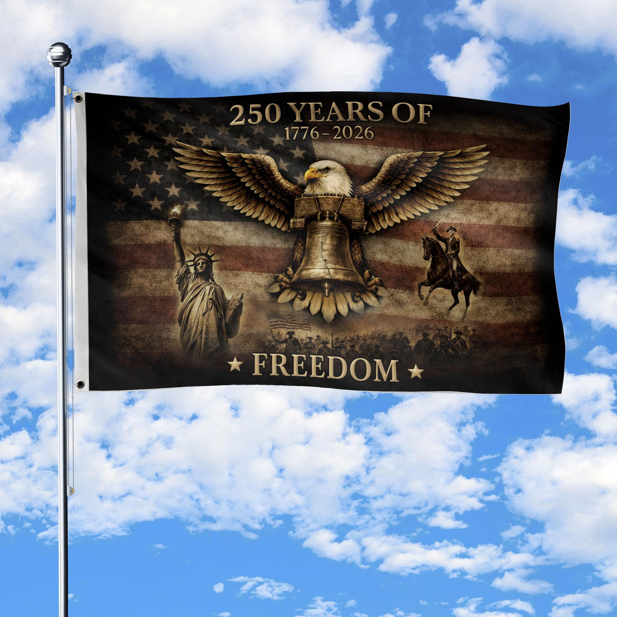 RustField Co. two-sided USA flag 3x5 with crisp visibility from any angle.