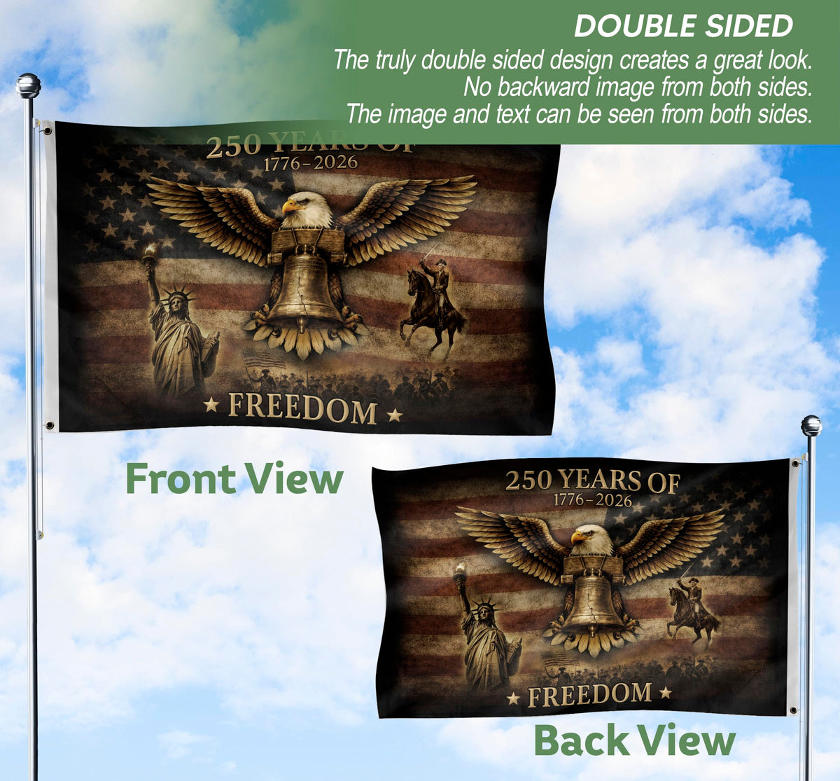 RustField Co. American flag garden decor enhances patriotic spaces.