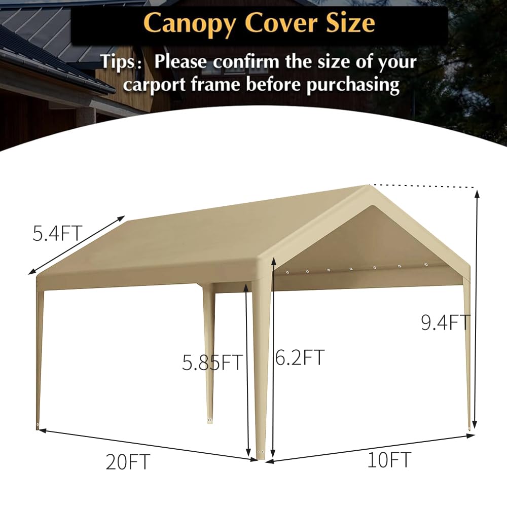 Rutile beige carport cover in use protecting a parked vehicle.
