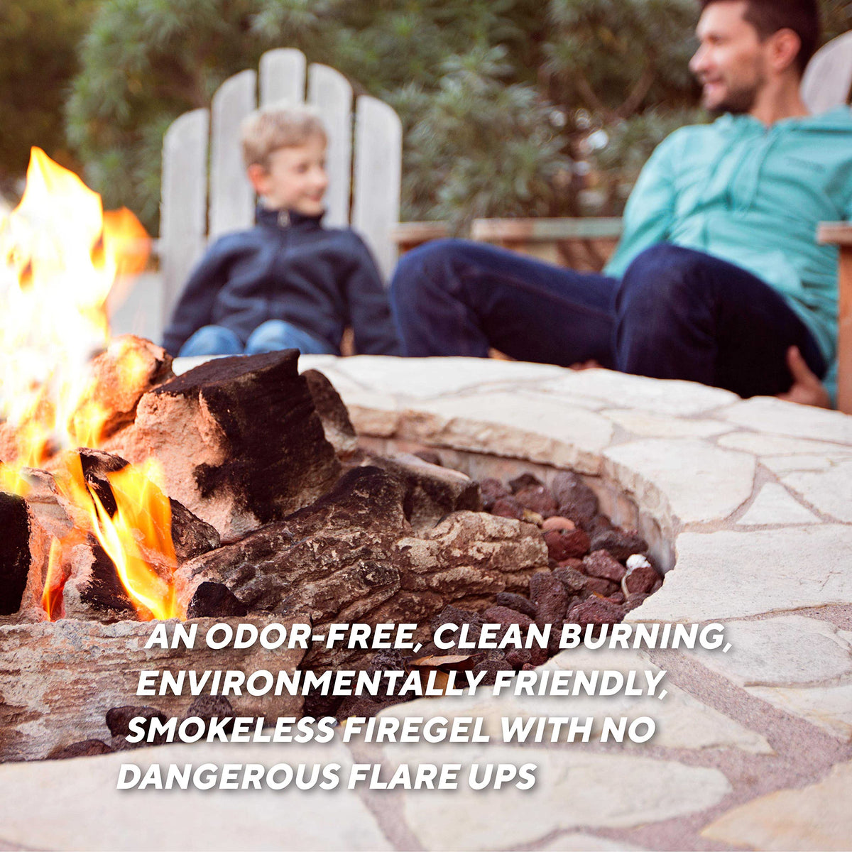 Rutland One Match Gel Fire Starter in a fire pit setup for a cozy evening