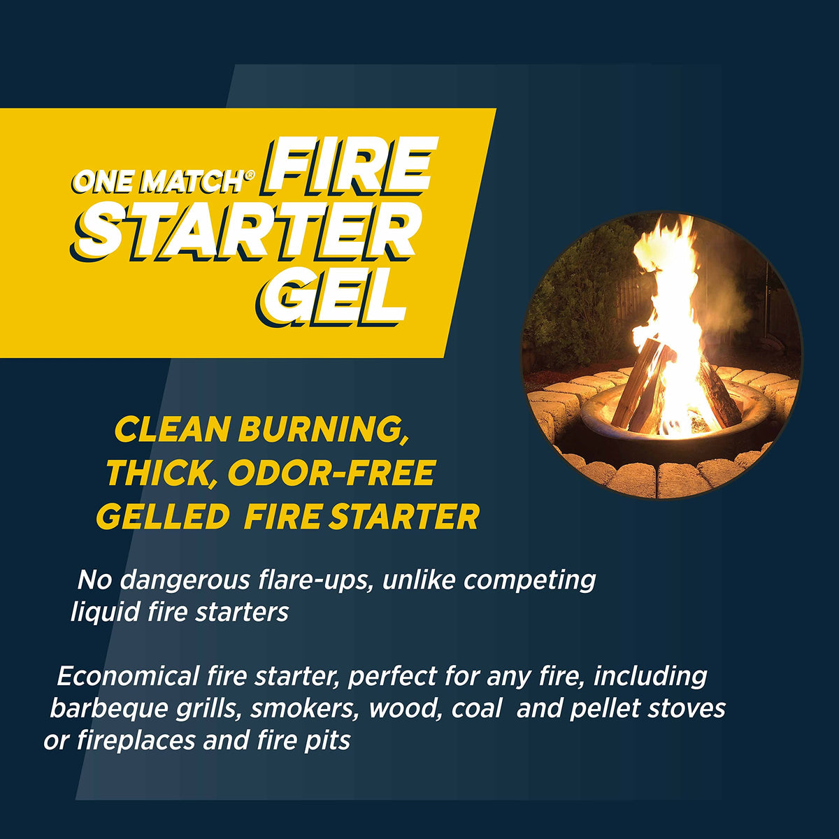 Rutland One Match Gel Fire Starter flame ideal for odor-free fireplaces