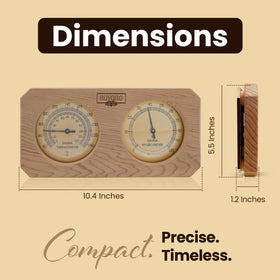 Close-up of RUVARO analog dial with Fahrenheit outer and Celsius inner scales.
