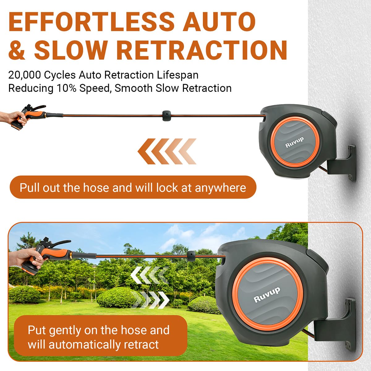 Ruvup 180-degree swivel mount enabling flexible hose reach