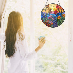 RVEAFA Wildflowers Suncatcher showcases hand-painted glass artistry up close.