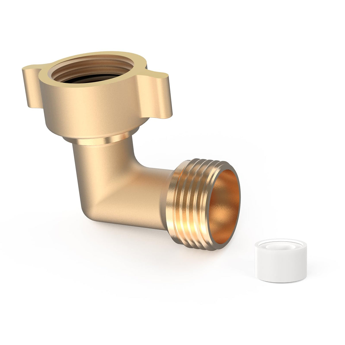 RVGUARD elbow water hose adapter at 90-degree angle for strain relief and easier hookups