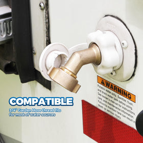 RVGUARD elbow design keeps hose straight downward, reducing bending and prolonging life.