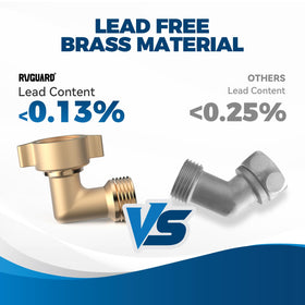 RVGUARD lead-free brass elbow tested under standards for safe connections