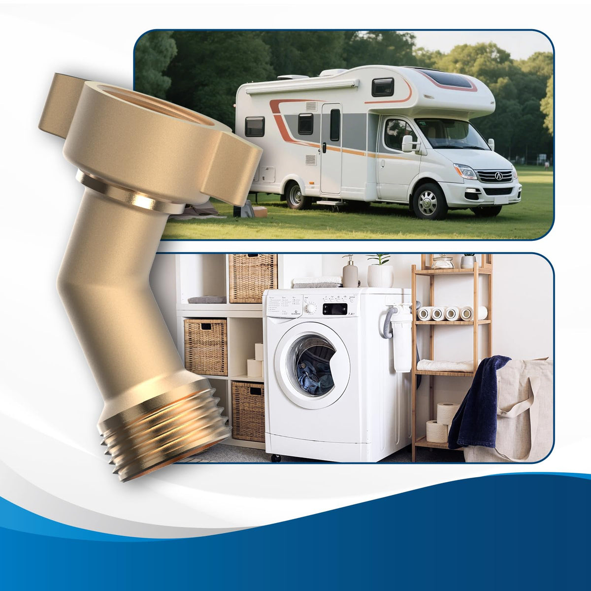 RVGUARD outdoor spigot adapter for water inlet in RVs and outdoor fixtures.