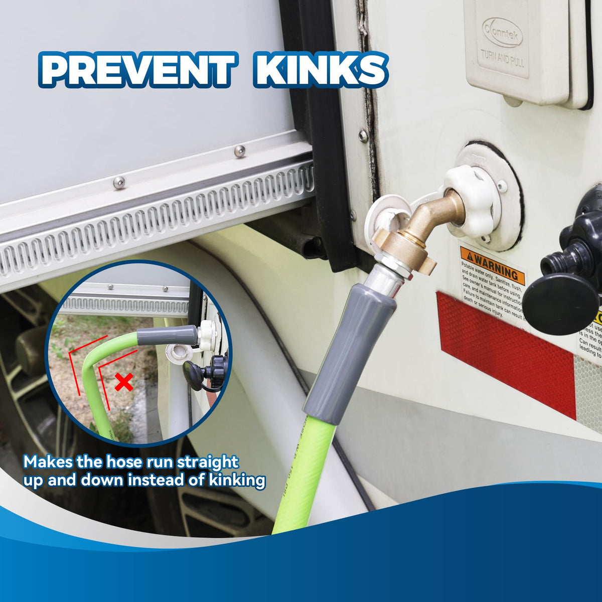 RVGUARD three-quarter-inch hose-thread elbow fits standard hoses for easy, secure connections.