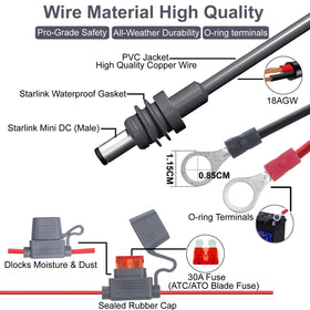 rvicees Starlink Mini direct-battery cable weatherproof wire for outdoor use