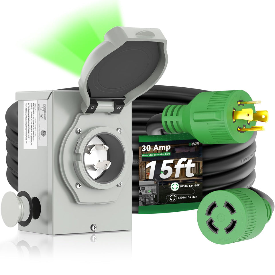 RVINGPRO 30A generator cord 15ft for outdoor power connections