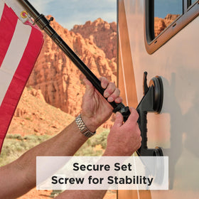 Universal design fits flat surfaces for campers, boats, and trucks