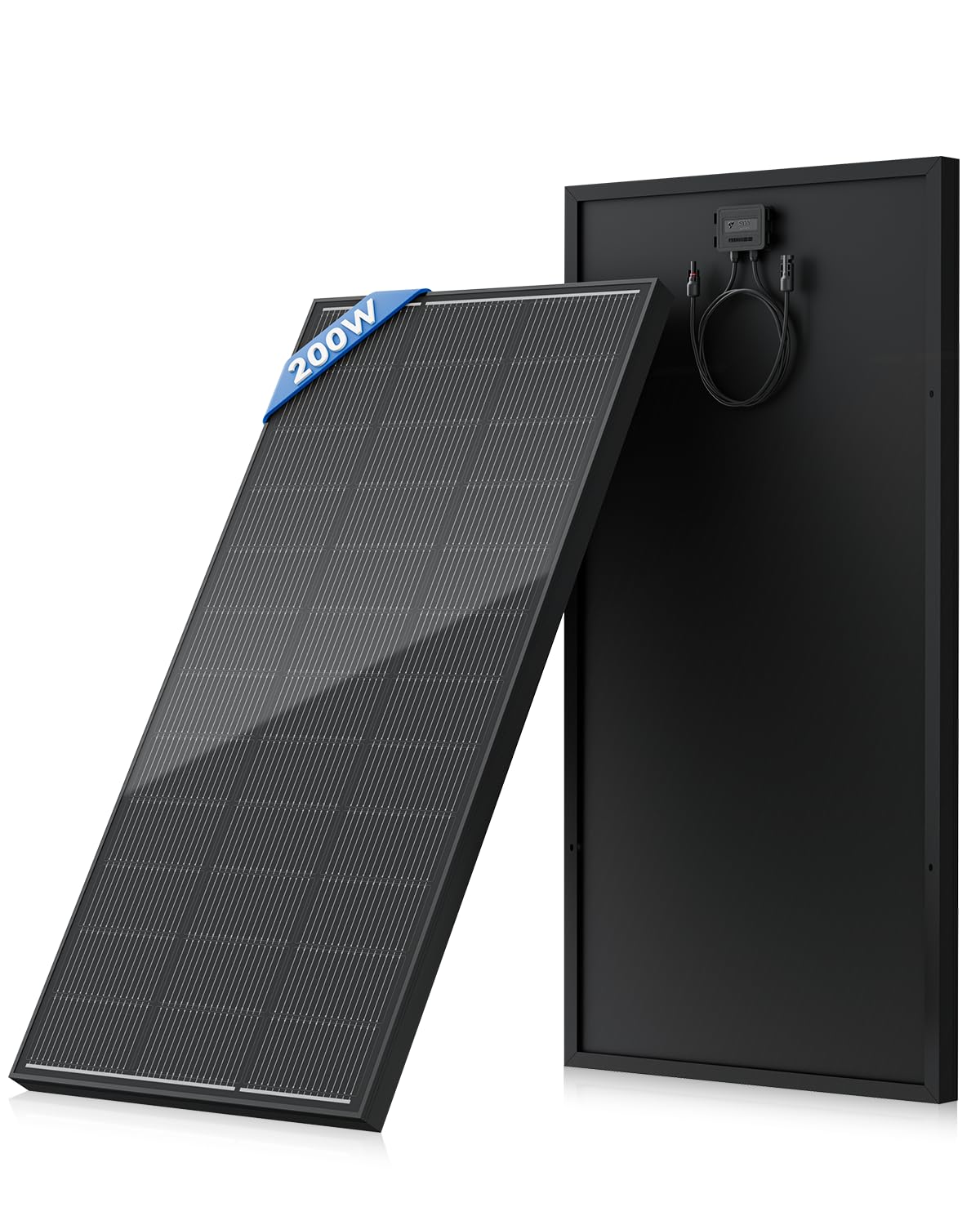 Rvpozwer 200W solar panel front view for efficient rooftop power.