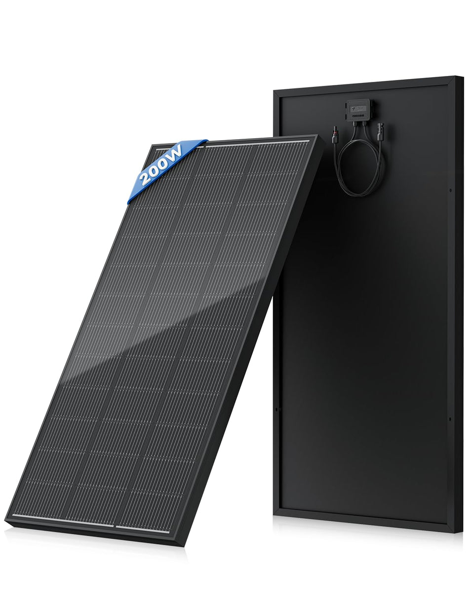 Rvpozwer 200W solar panel front view for efficient rooftop power.