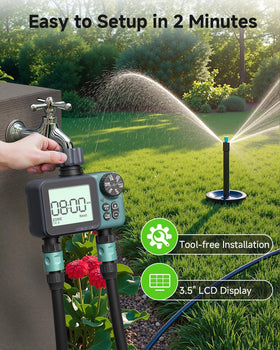 Rvwsx Sprinkler Timer 2-Zone package contents for easy setup.