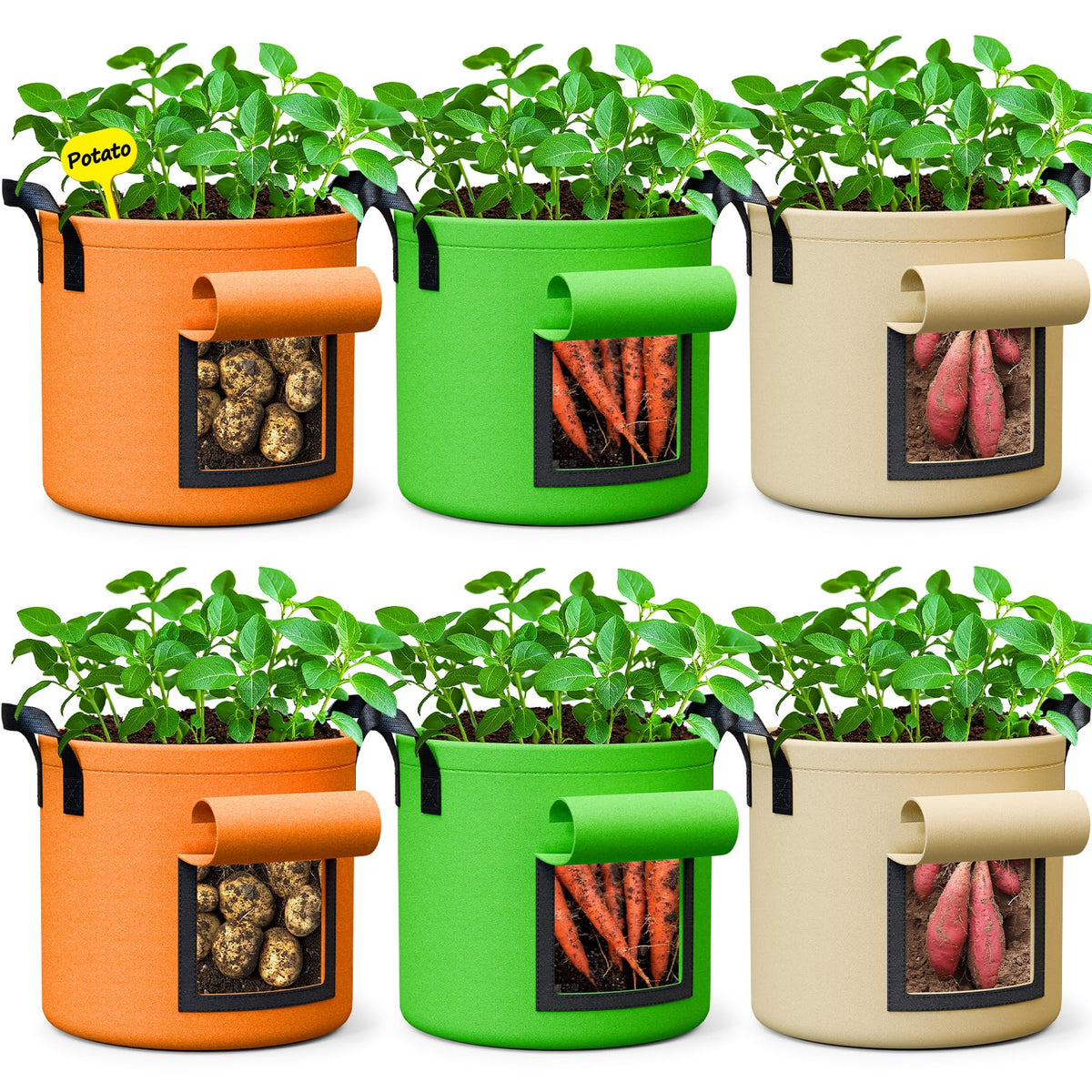 RVZHI 10 gal potato grow bag with sturdy handles for easy plant mobility