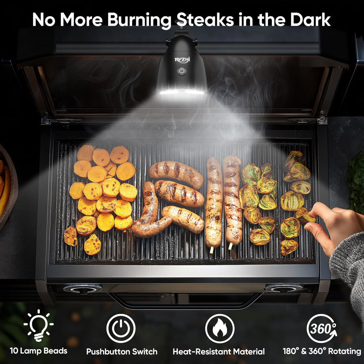 RVZHI Grill Light includes batteries for immediate use on outdoor grills
