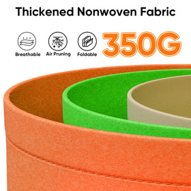 Close-up of RVZHI heavy-duty nonwoven fabric pot with reinforced stitching.
