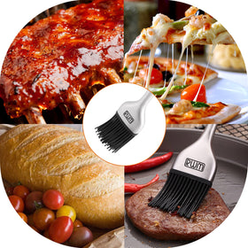 RWM basting brush dishwasher-safe with removable silicone heads for quick cleanup.