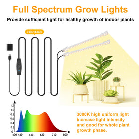 RWNTAO 2x52 full-spectrum LEDs deliver a natural sunlight-like spectrum for vibrant plant growth.
