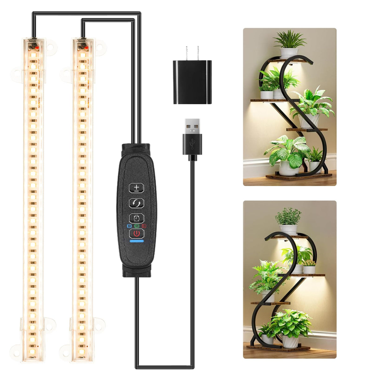 RWNTAO 8.6-inch LED grow light strip front view powering seedling growth.