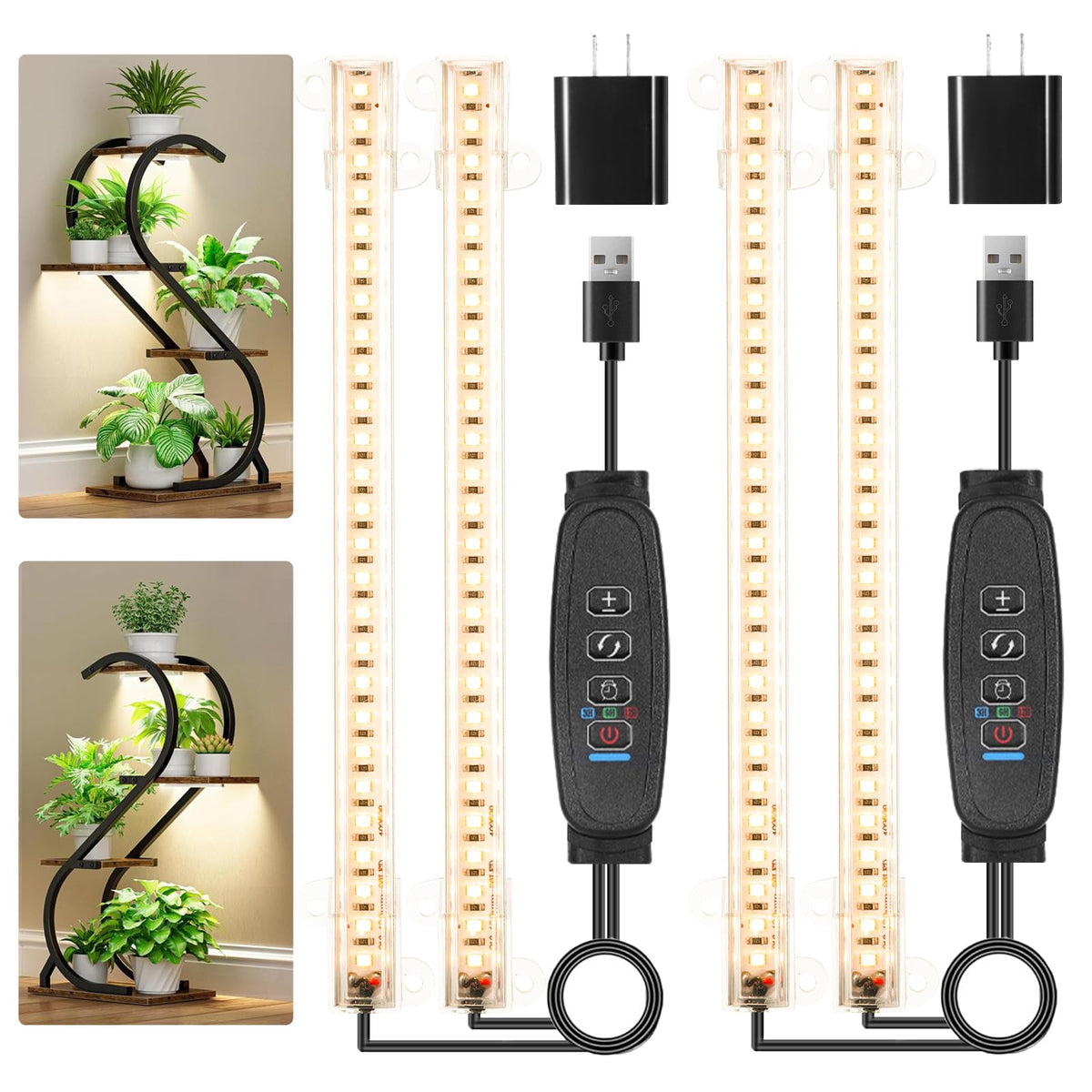 RWNTAO 8.6-inch mini two-strip growing lamp front view supports compact indoor gardens.