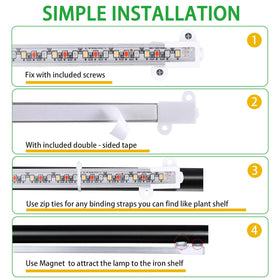RWNTAO four-strip growing lamp 10 dimmable levels support growth stages.